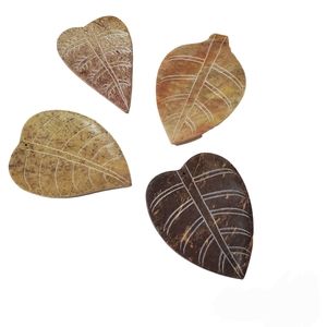 Soapstone Insense Stick Holders Carved Leaves Set of 4 Neutral